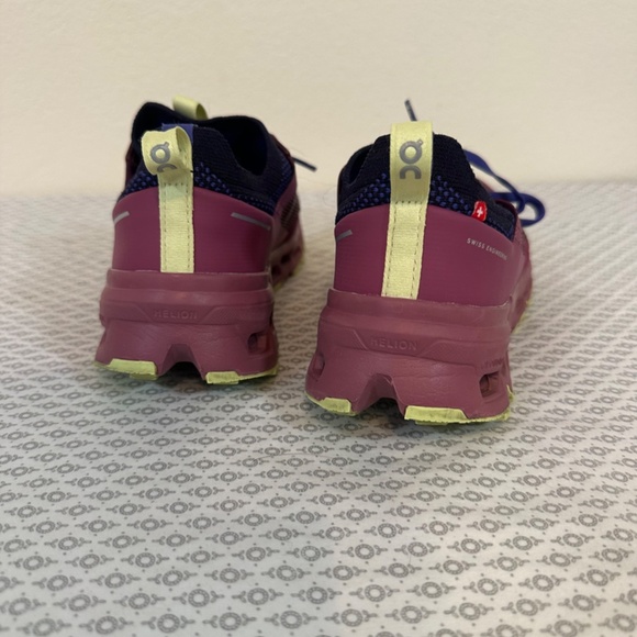 On Running Women's Sneakers in Burgundy and Lime - Picture 5 of 7